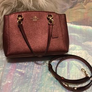 Coach Christie mini carryall satchel Crossbody strap metallic currant LIKE NEW